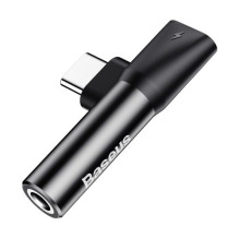 Adapteris Baseus L41 juodas ( Input &quot;Type-C&quot; / Output 3.5mm AUX + &quot;Type-C&quot; )