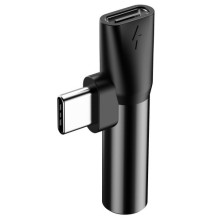 Adapteris Baseus L41 juodas ( Input &quot;Type-C&quot; / Output 3.5mm AUX + &quot;Type-C&quot; )