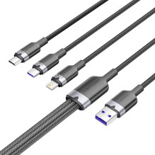 USB 2.0 A to 3-in-1 6A cable Vention CTRBG 1.5M (black)
